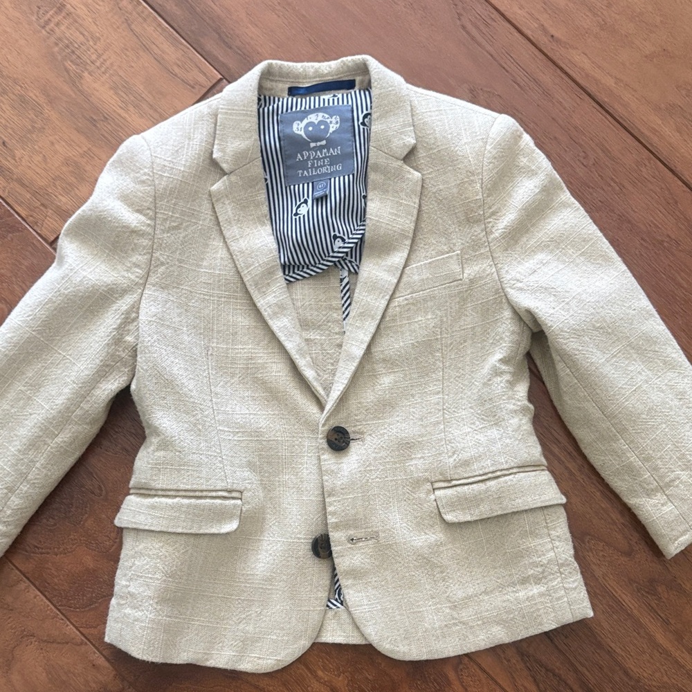 Appaman Light Tan Blazer with Striped Lining